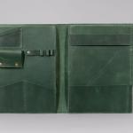 green leather folder