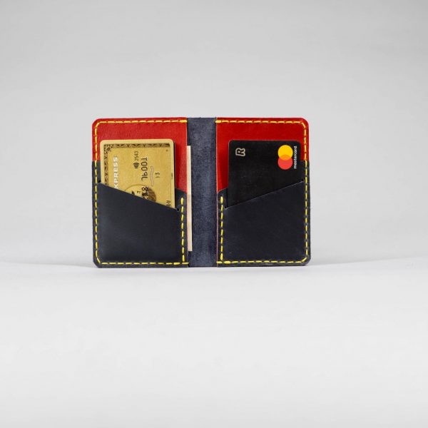 red and black leather wallet