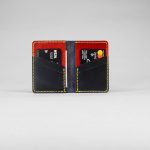 compact black and red wallet