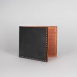black and cognac leather wallet