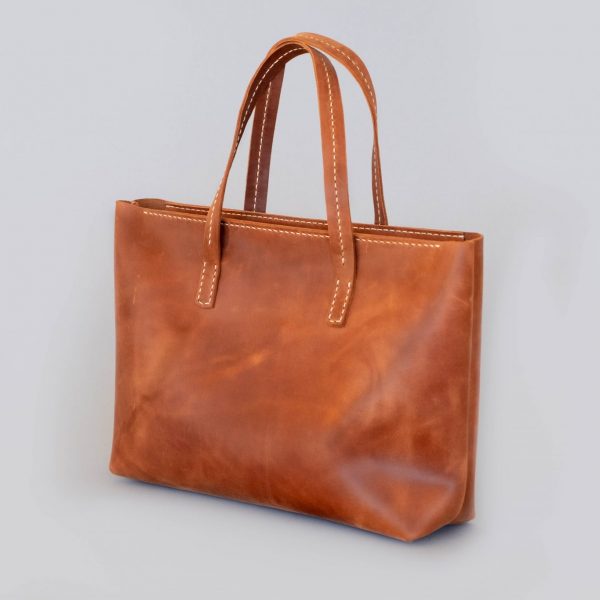 cognac leather tote