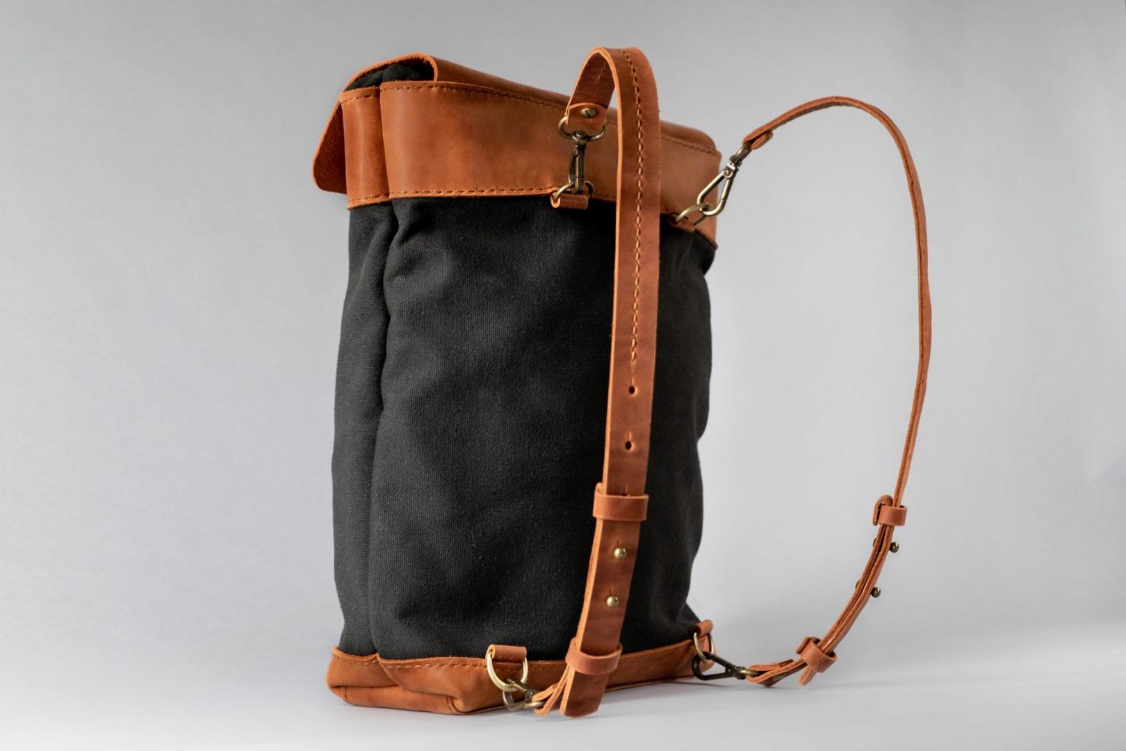 Handmade Leather Backpack, Waxed Canvas Backpack